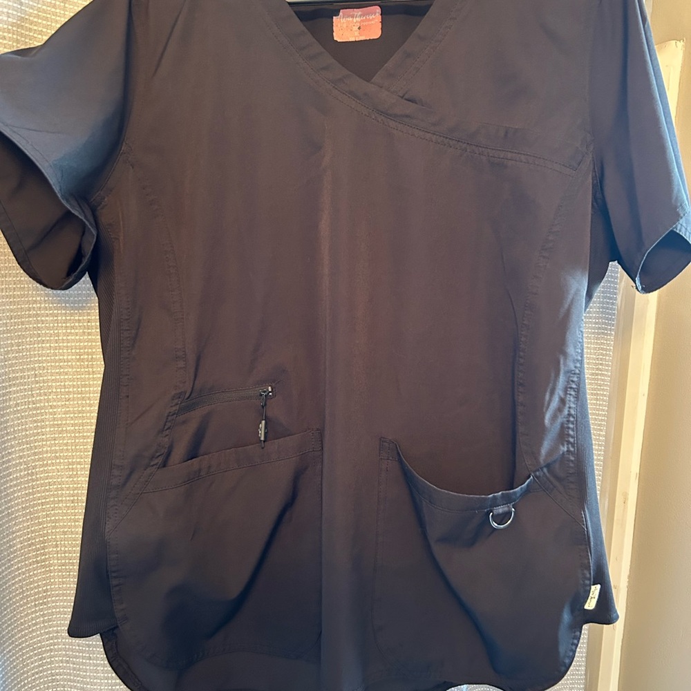 Classic Black Women's Short Sleeve scrub Top